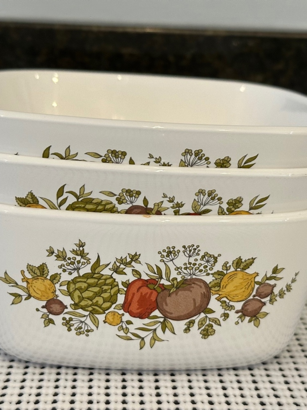 Vintage CorningWare “Spice of Life” Set of 3 🍎🌿